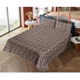 thumbnail image 4 of Ambesonne Abstract Fitted & Flat Sheet with Sham 3 Pcs Set, Triangles Stripes Lines, Twin, Indigo and Almond, 4 of 5