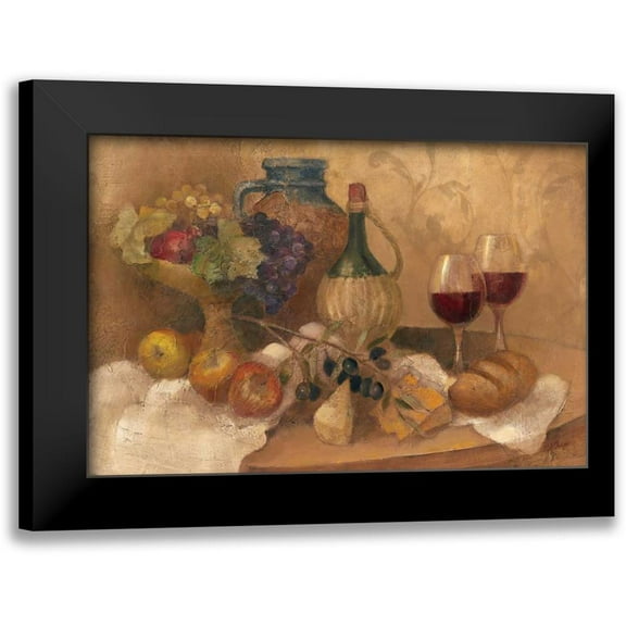 Albena, Hristova 14x11 Black Modern Framed Museum Art Print Titled - Abundant Table with Pattern