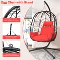 thumbnail image 4 of Wicker Egg Chair, LEGAHOME Indoor Outdoor Swing Chair with Stand and Removable Cushion, All-Weather Rattan Hanging Basket Chair Hammock Chair for Patio Balcony Porch Garden, Red, 4 of 10
