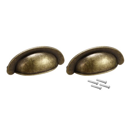 Vintage Cup Pulls - 69mm Hole Centers Vintage Style Cup Shell Drawer Pull Handle Bronze Tone 2 Pack