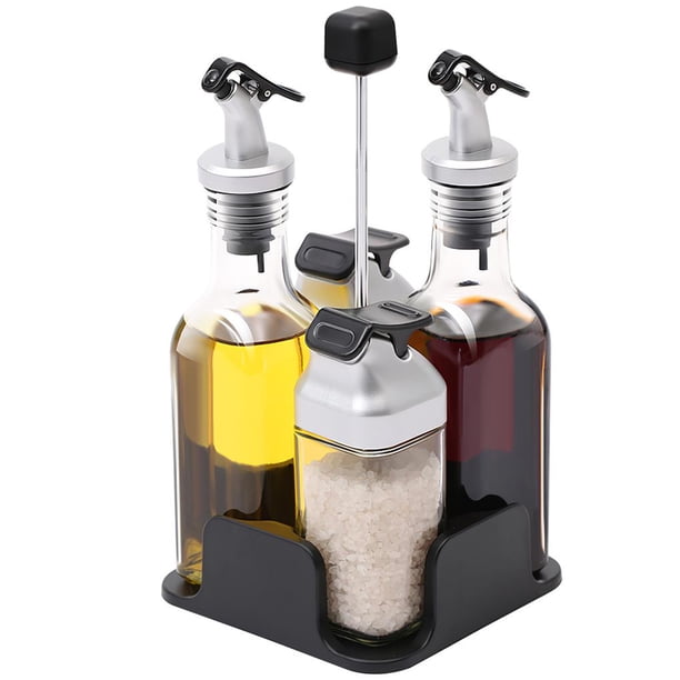 Juego De Torre De Especias Con 4 Botellas Transparentes Estante Para Condimentos Que Ahorra Espacio De Fugas Tarro De Especias De Grado Alimenticio Para Restaurante De Cocina Scienceny HA014818-00