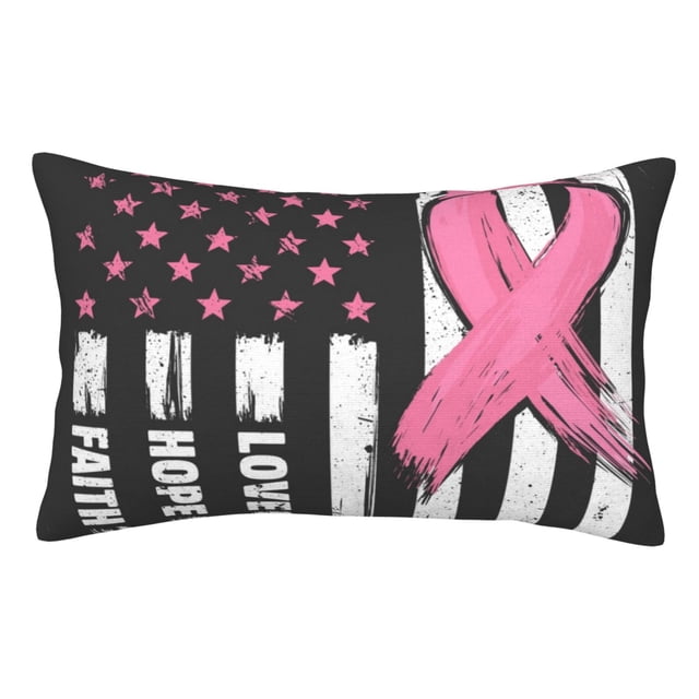 Balery Ribbon Breast Cancer Awareness Funda de Cojín Estampada, Regalos para Mujeres, Regalos de Amor para Ella, Regalos para Novia o Esposa, Funda de Almohada-14"x20"