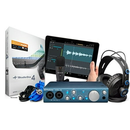 presonus audiobox itwo studio usb 2.0 recording bundle with interface, headphones, microphone and studio one