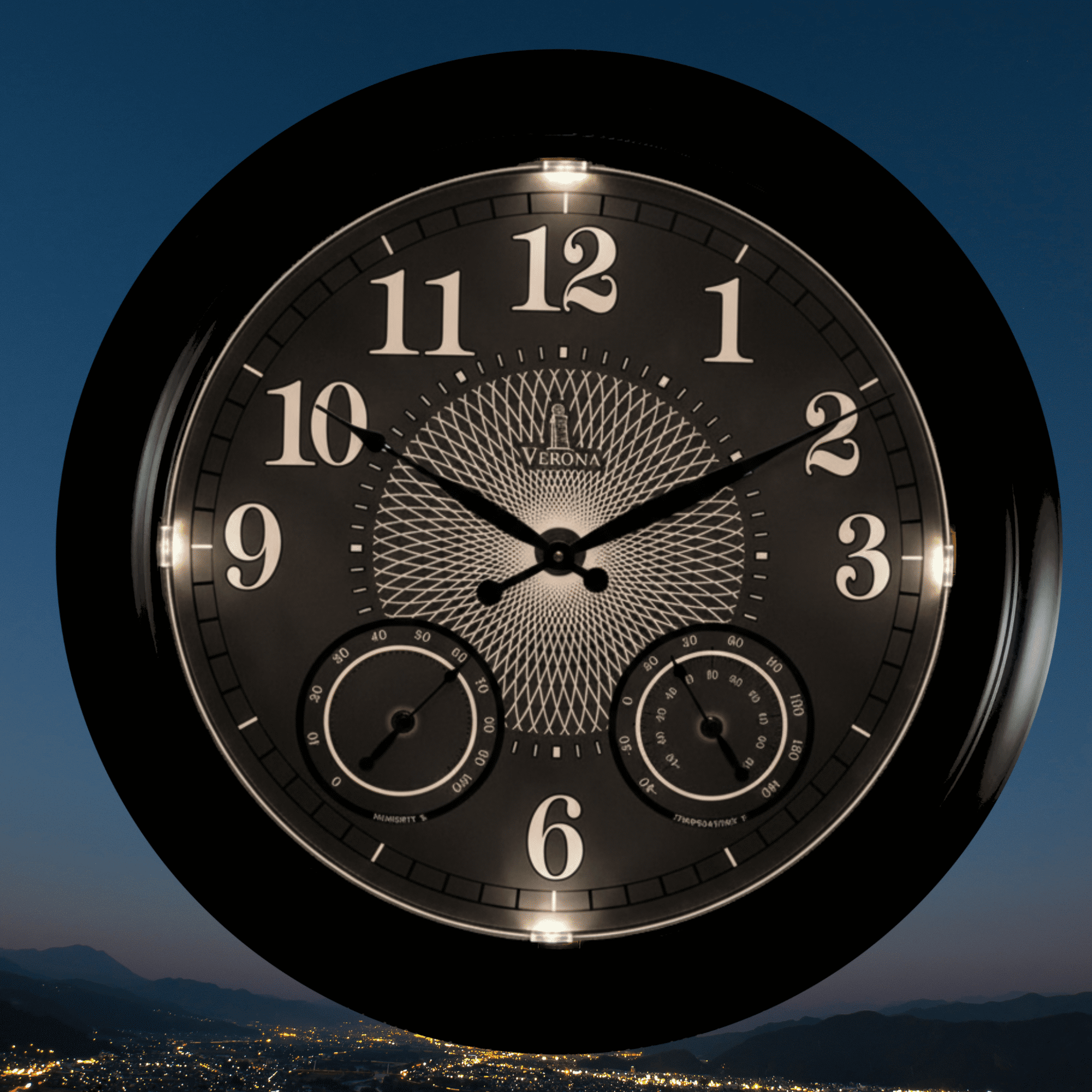 24 inch Illuminated Outdoor Clock for Patio, Waterproof with Thermometer - Large Night Light Wall Clock with Smart LED Sensor, Temperature and Humidity - Weatherproof & Easy to Read for Patio & Home
