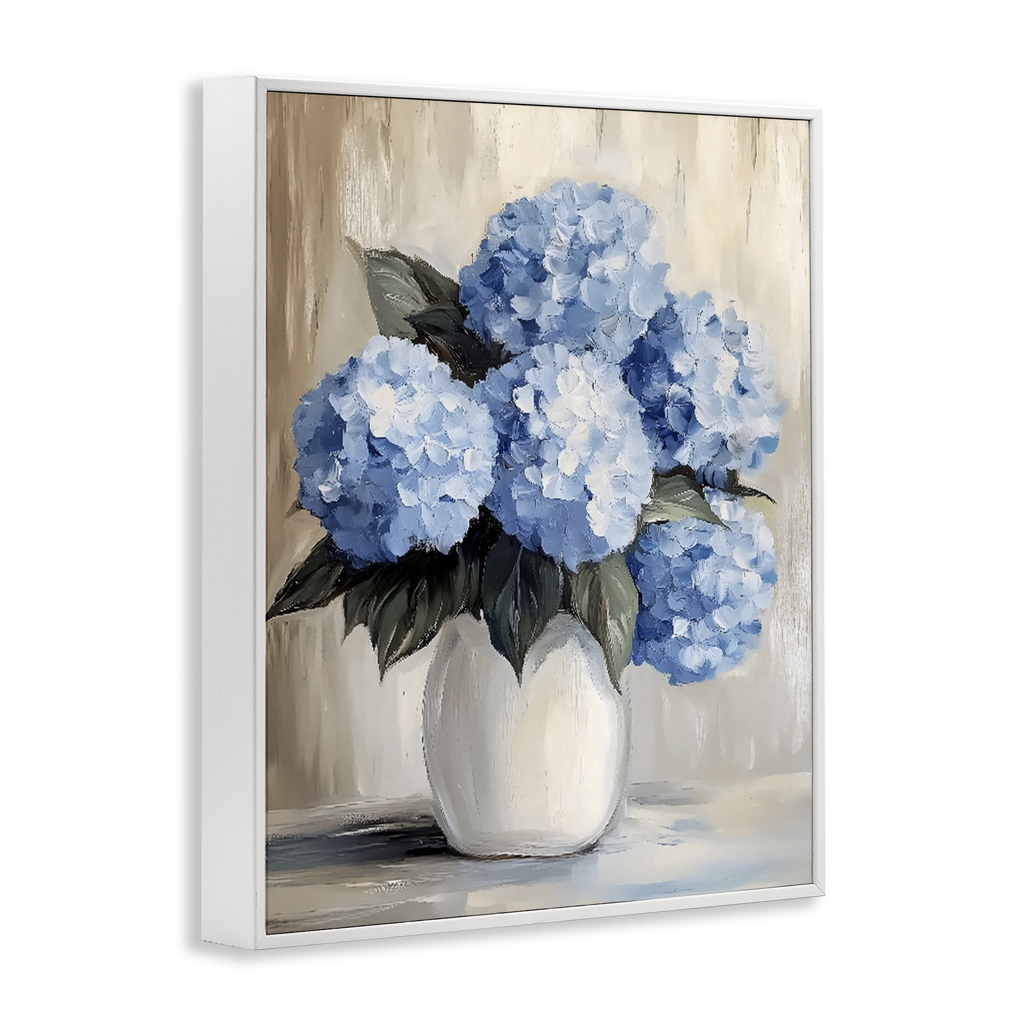 Stupell Industries Painted Hydrangeas in White Vase White Framed Giclee Art, design by Creative Studio