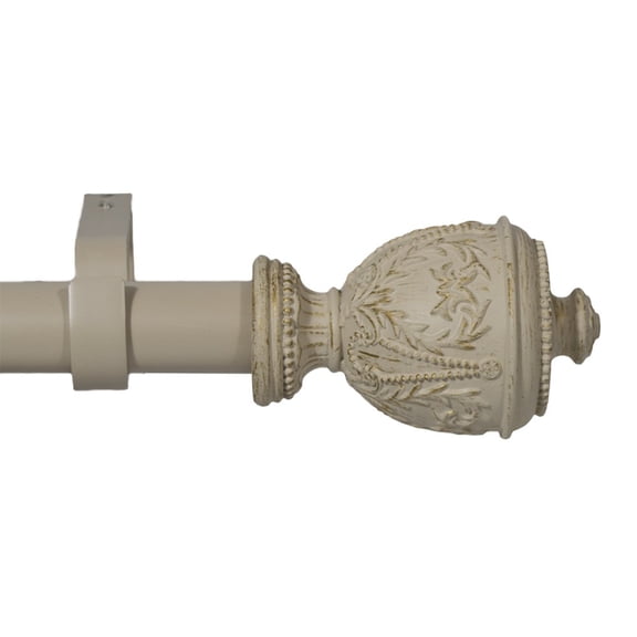 Urbanest Adjustable Single Curtain Rod Set Gilded Grecian Urn Finials – 1 - Inch Diameter, With French White Rod, 84–120 Inches