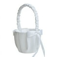 thumbnail image 1 of Cesta de satén blanco con lazo para la ceremonia de boda de la niña de las flores, 1 of 6