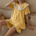 thumbnail image 5 of Admvng Women's Pajama Sets Summer Cute Doll Collar Bow Short Sleeve Cotton Shorts Two-piece Set Home Clothes M-2XL, 5 of 9