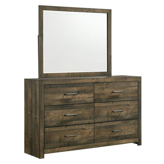 Picket House Furnishings Beckett 6-Drawer Wood Dresser and Mirror Set in Brown