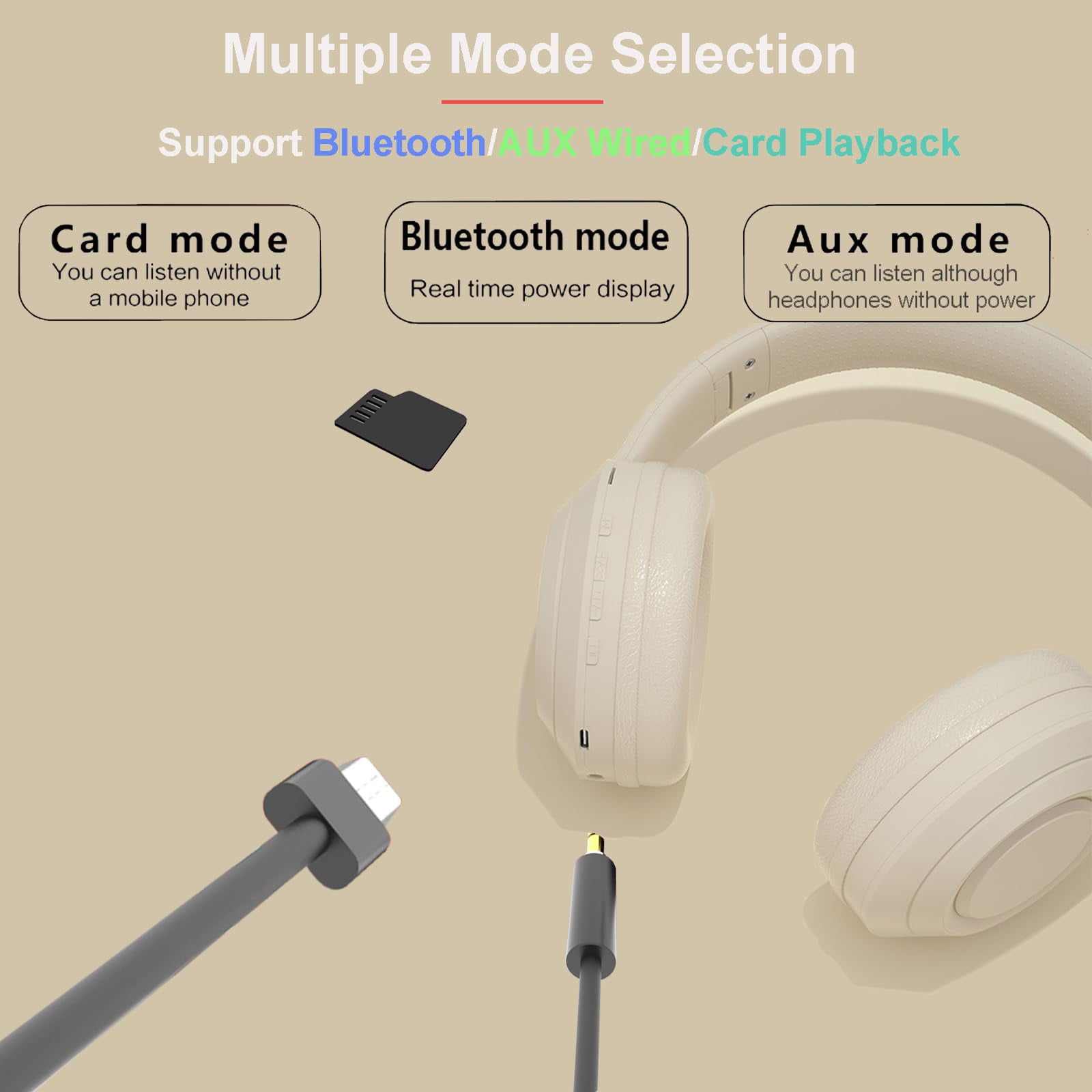 Wireless Bluetooth Headphones, Foldable Over-Ear Headset with Hi-Fi Stereo Sound, Built-in Mic for Gaming/Office/Online Class, Lightweight, 40-Hour Battery Life