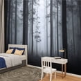 thumbnail image 2 of Peel and Stick Wallpaper Canvas Foggy Dark Forest Landscape Tree Bedroom Tall Trees Fog Forest Shadow Modern Art Wall Mural Decor Self Adhesive and Removable 100in x 144in, 2 of 8