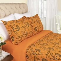 Superior Paisley Flannel Cotton Duvet Set, California King, Pumpkin