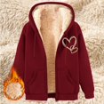 thumbnail image 2 of iHPH7 Fleece Hoodie Women Warm Hoodies for Women Plain Hoodies for Women Warm Winter Coats for Women Womens Fleece Zip Up Jacket Going Out Jackets for Women Comfort Hoodie Wine XL, 2 of 4