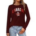 thumbnail image 1 of MHFRRA Camiseta de Manga Larga para Mujer con La Bandera del Día de Canadá y La Hoja de Arce Canadiense. Café, 1 of 3