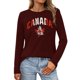 thumbnail image 1 of MHFRRA Camiseta de Manga Larga para Mujer con La Bandera del Día de Canadá y La Hoja de Arce Canadiense. Café, 1 of 3