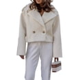 thumbnail image 1 of Abrigo Corto de Mezcla de Lana para Mujer, con Cuello de Solapa, para Oficina, Invierno, Gabardina. XL, 1 of 7