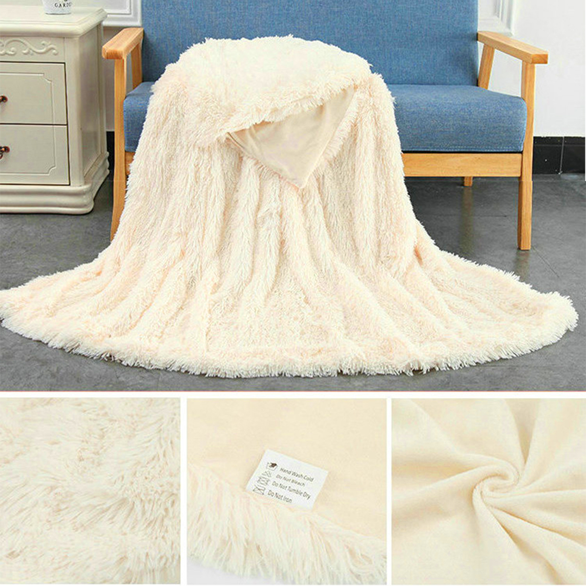 51x63 inch/ 63x79 inch Large Luxury Long Pile Throw Blanket Shaggy Faux