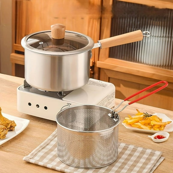 7.87-Inch Stainless Steel Deep Fryer And Milk Pot