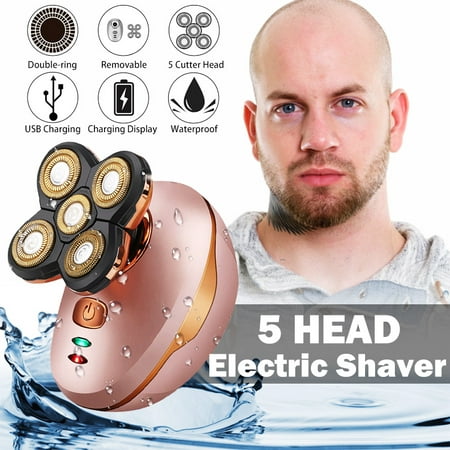 5 Head Cordless Beard Bald Electric Shaver Razor Rechargeable Hair Clipper Trimmer Groomer Dry & Wet 360°