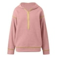 thumbnail image 5 of IWRICH Women's 2025 Fall Hooded Sweatshirts Long Sleeve Half Zip Cropped Hoodies Pullover Winter Fashion Clothes Pink M, 5 of 5