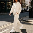 thumbnail image 3 of Girls Outfit Set Baggy Long Sleeves Hooded Sweatshirt Side Stripe Flare Pants 2 Piece Casual Lightweight Fashion Outfits White 13-14 Years, 3 of 5