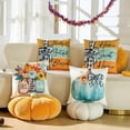 thumbnail image 6 of Fall Decorations for Home-Throw Pillow Covers 18x18 in Set of 4,Pumpkin Linen Pillow Case for Thanksgiving Couch Autumn Holiday Outdoor Burnt Orange Blue White Decor, 6 of 6