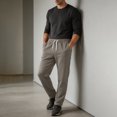thumbnail image 7 of LMOIPLI Men's Basic Straight Casual Pants Elastic Drawstring Waist Stretch Soft Wrinkle Proof Daily Trousers with Side Pockets Army Green XL, 7 of 7