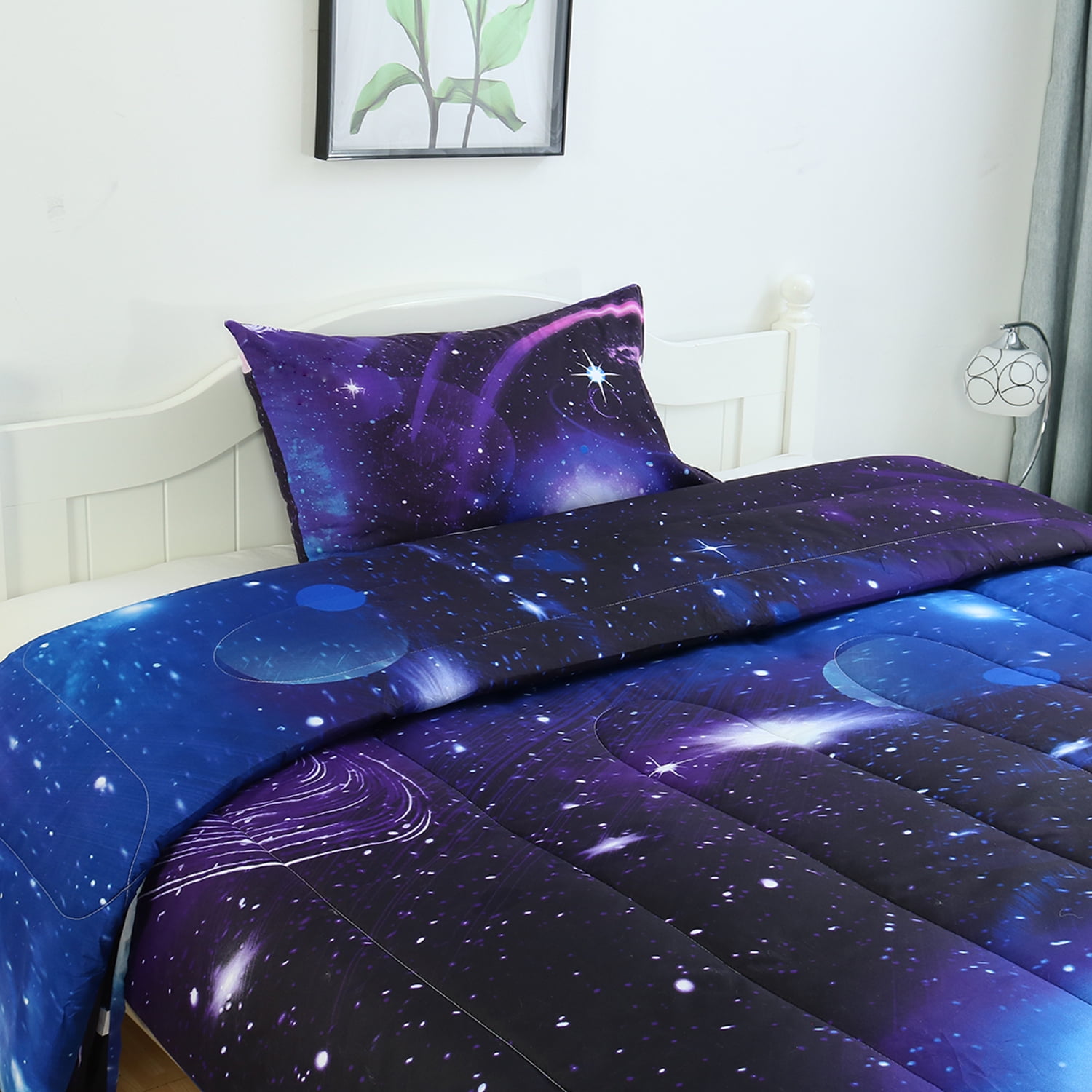 Unique Bargains 2-Piece Polyester All-Season Down Comforter Set, Twin, Purple