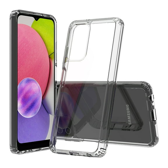 Xpm Case for Samsung Galaxy A03S Hybrid Transparent Clear Acrylic Back Hard PC Soft TPU Full Protective Bumper Extra Shock-Absorb Cover for Galaxy A03S - Clear
