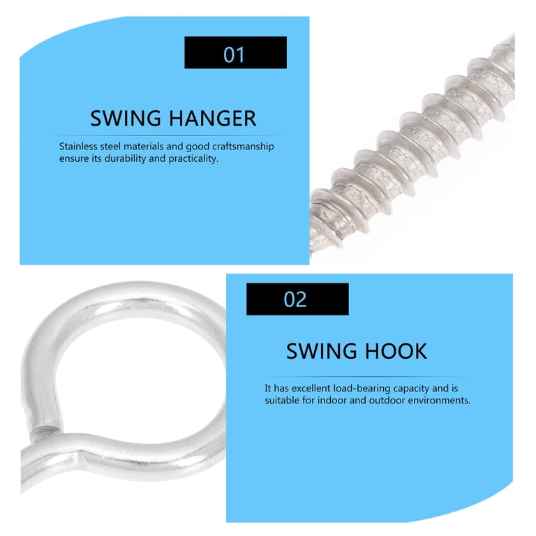10-Pack Heavy Duty Stainless Steel Screw Hooks with Eye Bolts, Circled Hooks  for Secure Hanging and Outdoor Use - Walmart.com