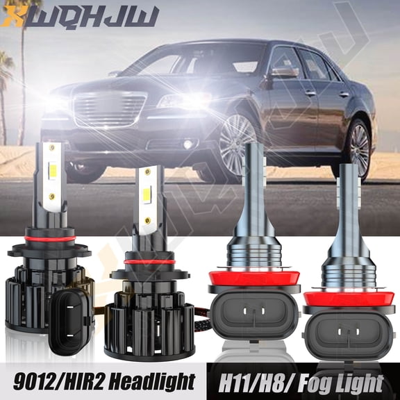 4x For Chrysler 300 2013-2014 LED Headlight Bulbs 9012 Hi/Lo Beam H11 Fog Light Bulbs Kit