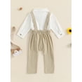 thumbnail image 5 of FEORJGP 2-Piece Toddler Baby Boy Gentleman Set 0 3M 6M 12M 18M Infant Long Sleeve Shirt Jumpsuits Button-up Bow Tie Bodysuits Lapel Neck Rompers Corduute Casual Outfits for Formal Wear Party, 5 of 7