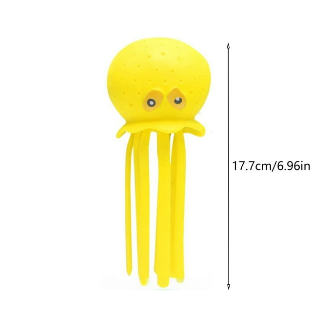 Juguetes para piscina, juguetes para bebés y niños pequeños: linda medusa de goma acuática, juguete antiestrés sensorial y muñeco con rociador de agua para la bañera.