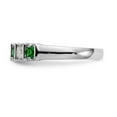thumbnail image 3 of 14K White Gold Ring Band Wedding Diamond Round Emerald Green, Size 9, 3 of 7