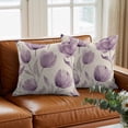 thumbnail image 3 of Spring Flowers Throw Pillow Cover Purple Tulip Flower Cotton Linen Cushion Cover Throw Pillow Case with Invisible Zipper for Couch Sofa Bed Chair Car 20x20 Inch, 3 of 14