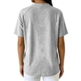 thumbnail image 4 of Kinrui Short Sleeve Sweatshirts for Women Casual Crew Neck Button Pullover Tops Lightweight Solid Color Sweater Shirts Gray L, 4 of 6