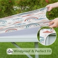 thumbnail image 6 of White Boho Bohemia Rainbow Clouds Sun Pattern Square Fitted Tablecloth with Elastic Edge,Square Table Cover,Washable Elastic Table Cover for Home Kitchen Party Decor 34"x34", 6 of 6