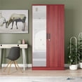 thumbnail image 2 of Better Home Products Harmony Two Door Armoire Wardrobe with Mirror in Mahogany, 2 of 10