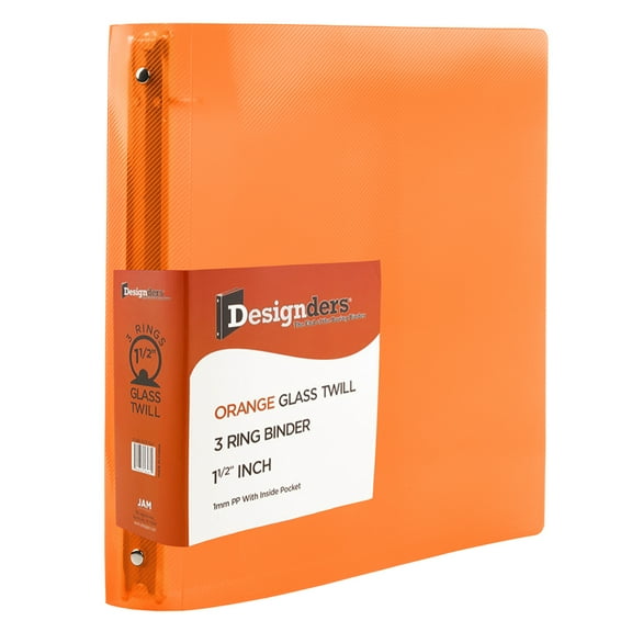 JAM Paper Plastic 1 1/2 in Binders, 3 Metal Rings, Orange, 1/Pack