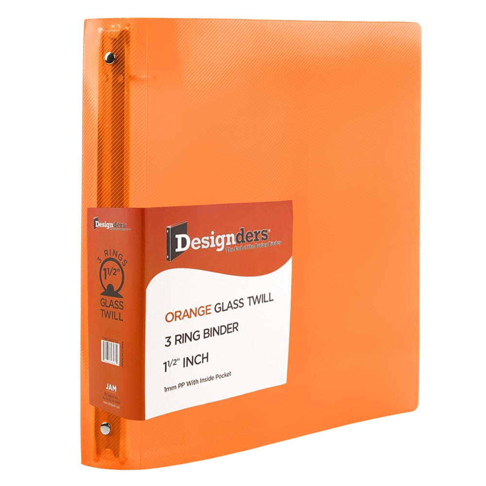 JAM Plastic 3 Ring Binder, 1.5 Inch, Orange, 1/Pack