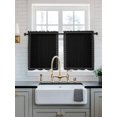 thumbnail image 2 of Black Textured Tier Curtains 24 Inch Length,Sheer Curtains for Bedroom Living Room Window Farmhouse Country Woven Striped Rod Pocket Voile Drapes Kitchen Curtains Small Half Window 27.5"x24" 2 Panels, 2 of 7