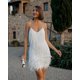 thumbnail image 2 of Vestido ajustado con flecos y lentejuelas y plumas para mujer, vestido de retales con borlas a la moda, 2 of 3