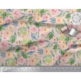 thumbnail image 3 of Soimoi Purple polyester Crepe Fabric Leaves & Ranunculus Floral Decor Fabric Printed Yard 52 Inch Wide, 3 of 3