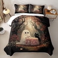 thumbnail image 2 of Feelyou Cute Ghost Black Cat Quilt King, Boho Autumn Forest King Coverlet Set, Earth Tone, 3-Piece, 1 Comforter and 2 Pillowcases, 2 of 7