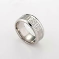 thumbnail image 1 of Anillo de acero inoxidable de 8 mm con cruz religiosa de Jesús, anillo ruso con la leyenda "Dios nos salve" para hombres y mujeres, joyería cristiana., 1 of 4