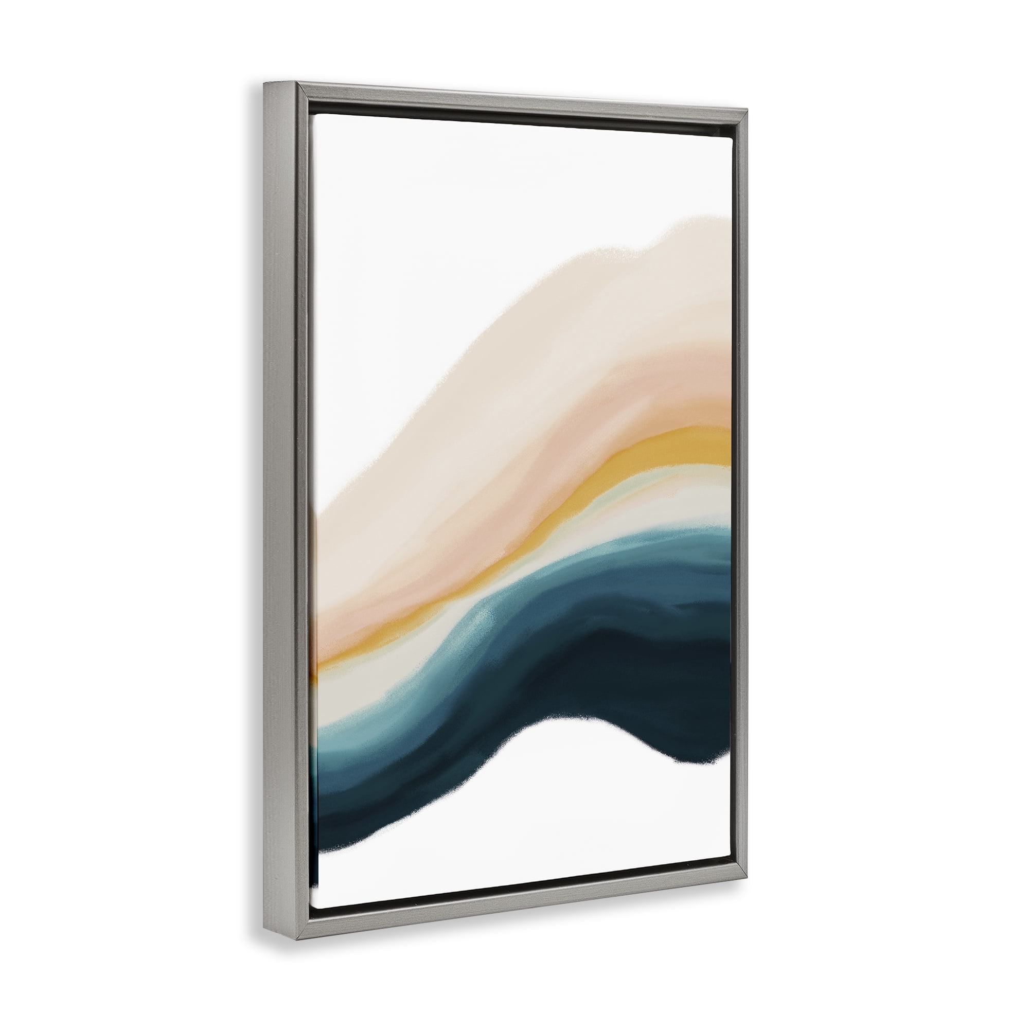 Stupell Industries Peach Swirl Abstraction Abstract Painting Gray Floater Framed Canvas Art Print Wall Art, 21 x 31