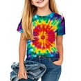 thumbnail image 2 of AherBiu Toddler Girls Clothes Tie-Dye Tops Short Sleeve Summer Casual Loose Crewneck Top Tees Tshirt for Kids, 2 of 5