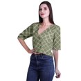 thumbnail image 5 of Moomaya Womens Printed Cotton V-neck Crop Top Elbow Sleeve Summer Clothing Boho Blouse, 5 of 7