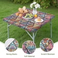 thumbnail image 4 of Blue Ethnic Triangle Pattern Square Fitted Tablecloth with Elastic Edge,Square Table Cover,Washable Elastic Table Cover for Home Kitchen Party Decor 34"x34", 4 of 6