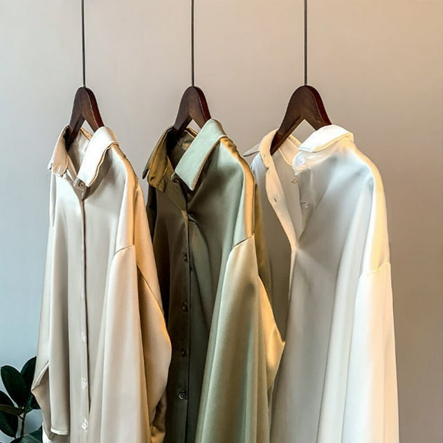 Chemise Boutonnée Style Décontracté pour Femmes Voyage Randonnée Travail Réunion Cadeau d'Anniversaire Voyage Polyester Blouse à Col à Revers Manches Longues Vêtements Vêtements Vert 3TG
